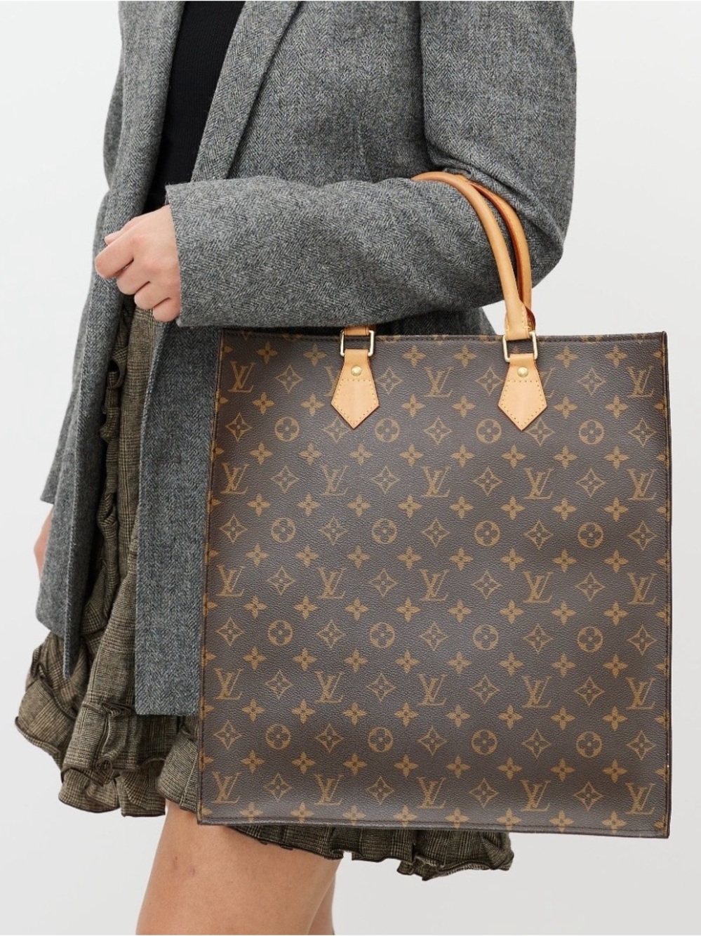Louis Vuitton Vintage Brown Monogram Sac Plat Tote Bag